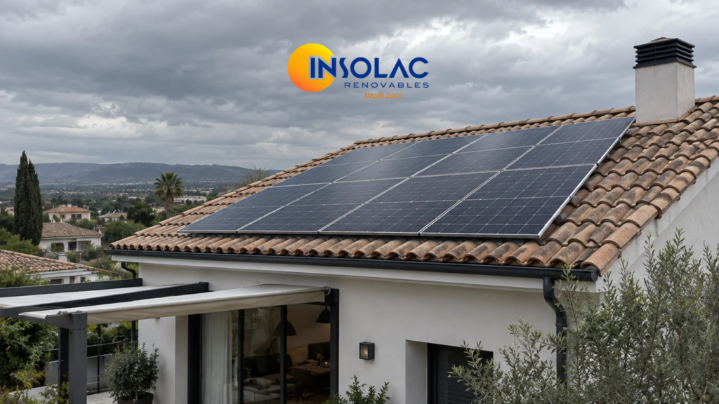 Placas solares cuando está nublado