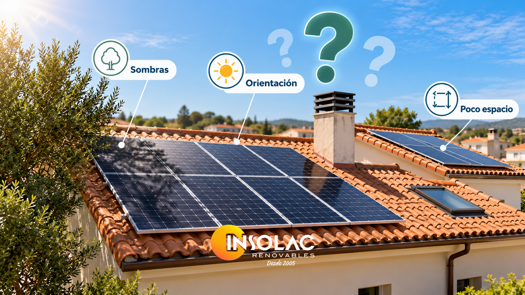 Instalar placas solares en mi tejado con sombras y distintas orientaciones